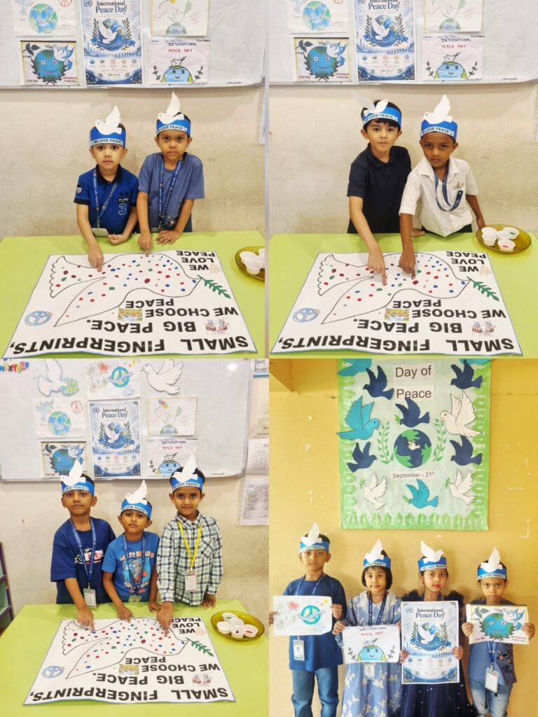 Students with their Peace Day craft project