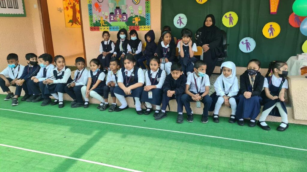 Students at a school sports day event