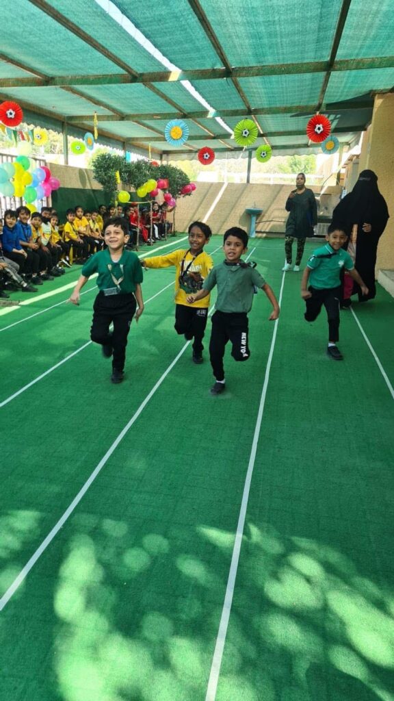 Students running a race on sports day