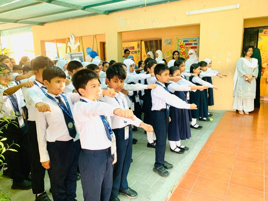 Students in the school corridor