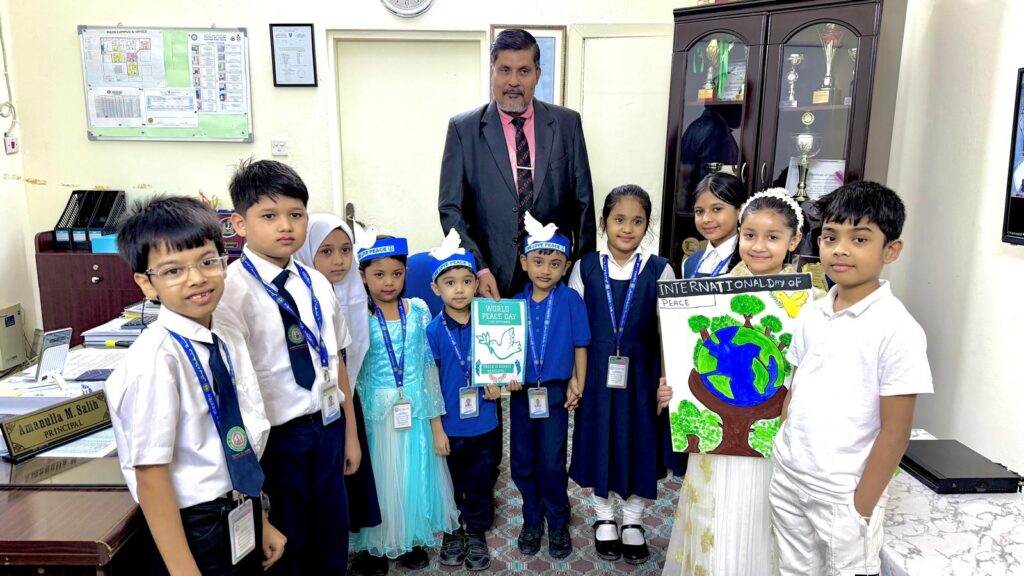 Principal with students
