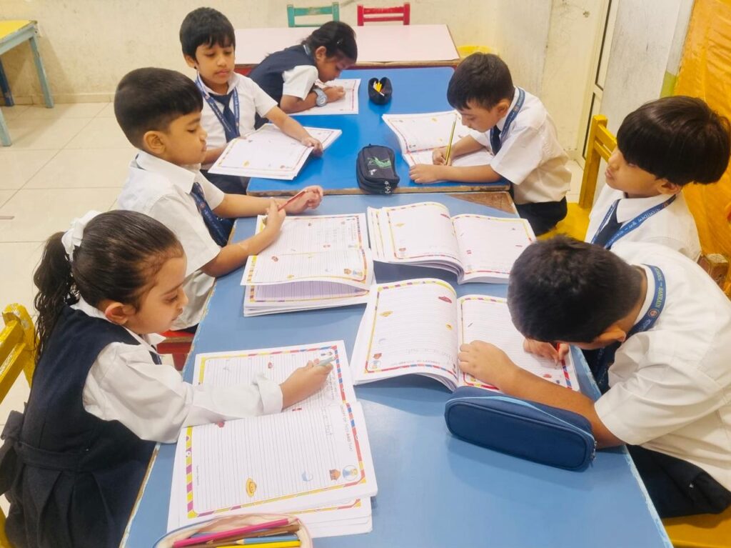Students working on a classroom activity